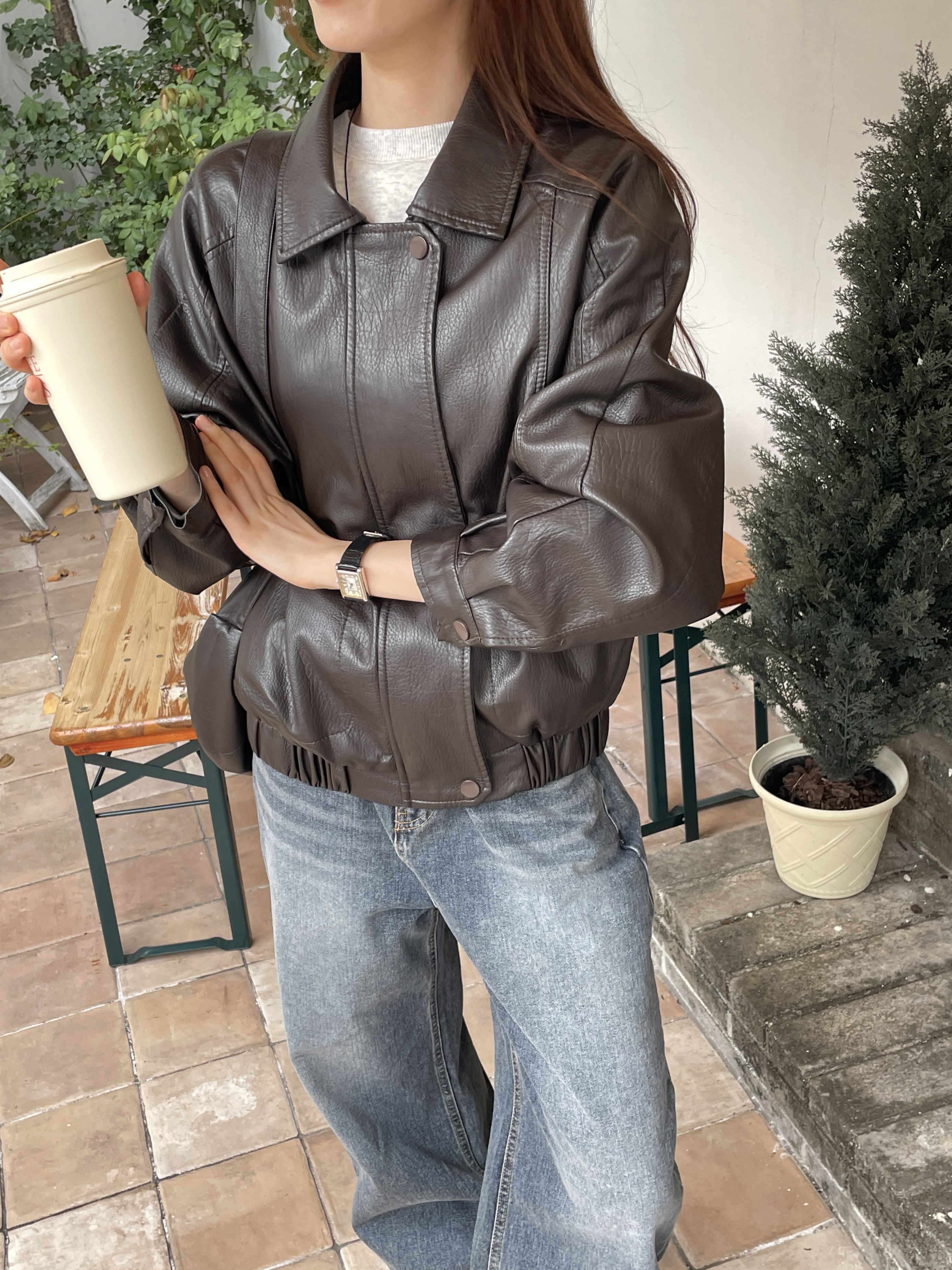 Leme leather jacket & crossbody bag set image 8