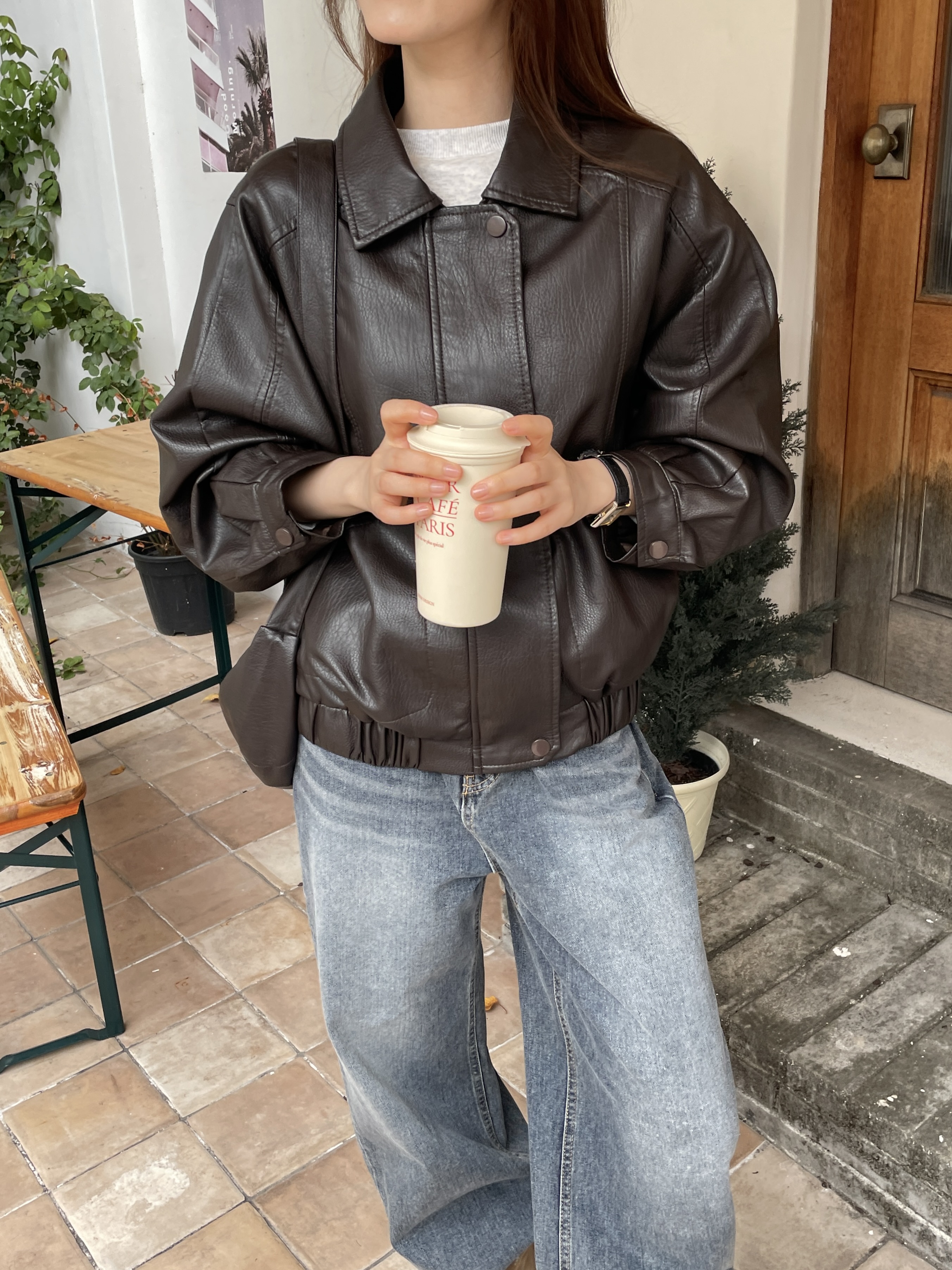 Leme leather jacket & crossbody bag set image 9