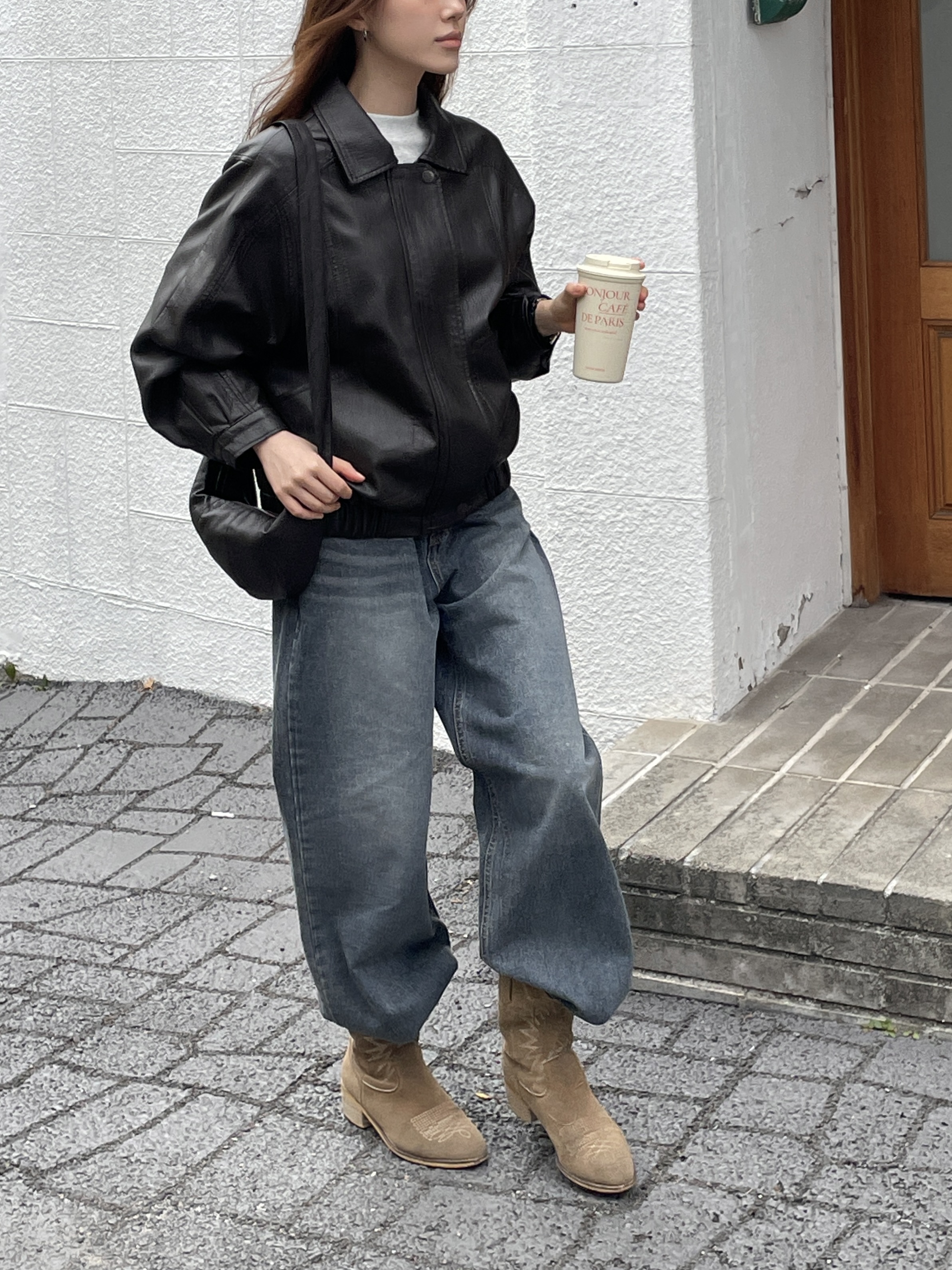 Leme leather jacket & crossbody bag set image 11