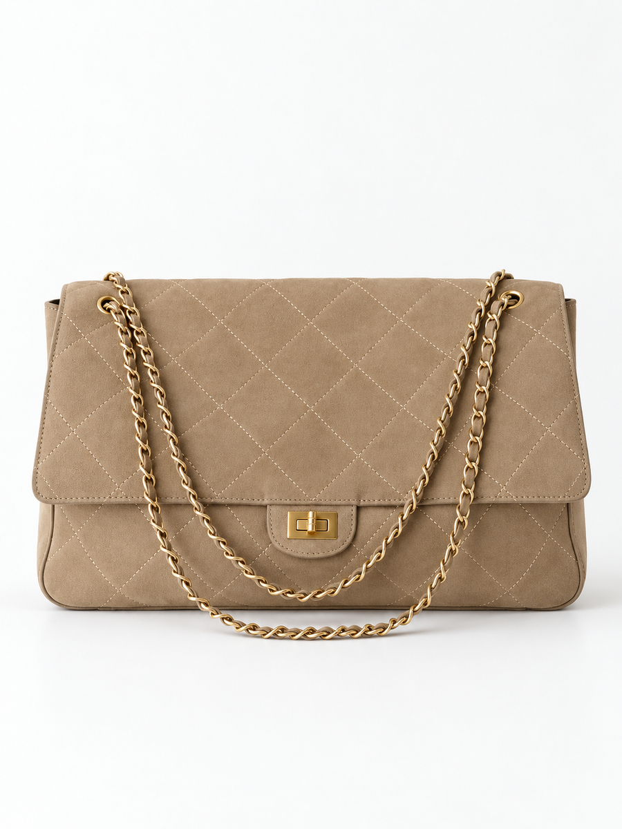 Suede maxi flap