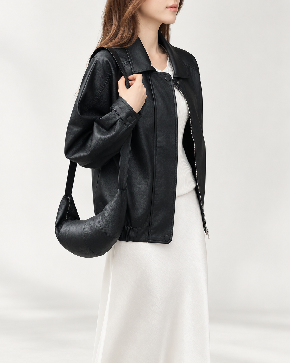 Leme leather jacket & crossbody bag set