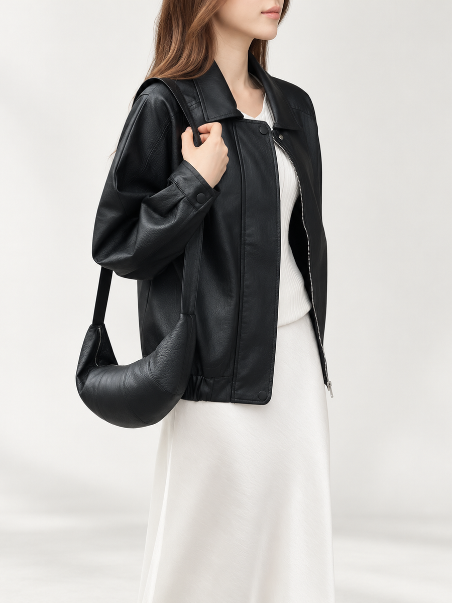 Leme leather jacket & crossbody bag set